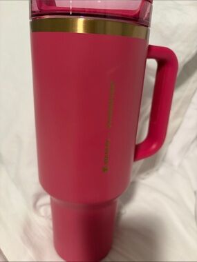 Stanley x Starbucks Pink Travel Mug with Gold Accent